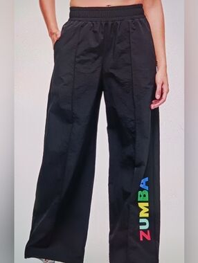 Zumba Black Wide Leg Logo Track Pants